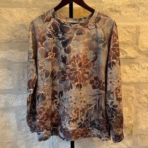 Women's Floral Crewneck Sweatshirt in Multicolor Earth Tones